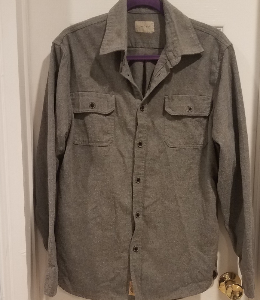 Men's Jachs Gray Fannel Long Sleeve Button up M